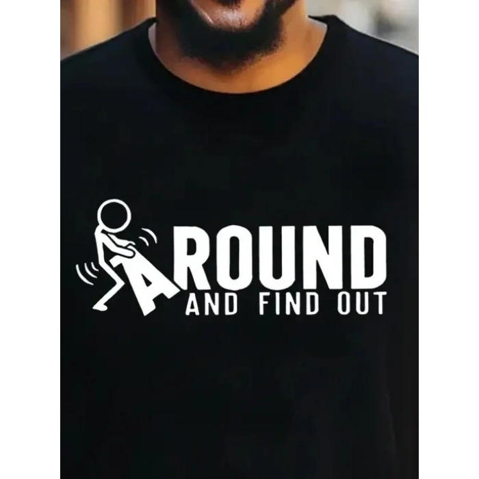 USLUCAN ALIŞVERİŞ Erkek Around Baskılı Süprem T-shirt