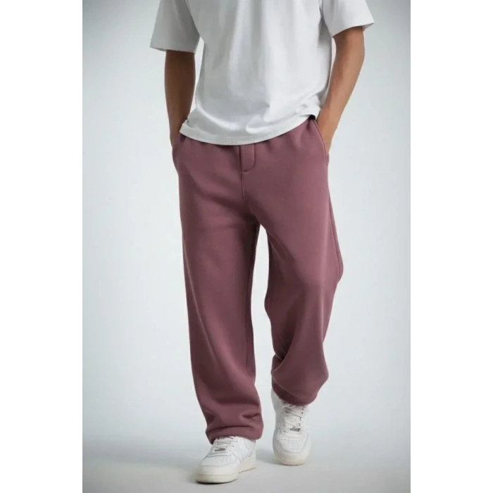 USLUCAN ALIŞVERİŞ Erkek Baggy Alt Eşofman - Gül Kurusu