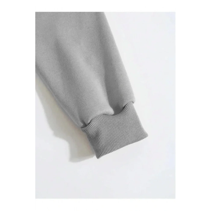 USLUCAN ALIŞVERİŞ Erkek Düz Kapüşonlu Sweat - Boyalı Gri