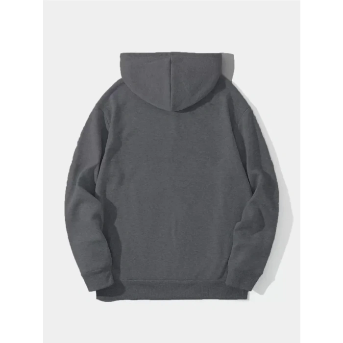 USLUCAN ALIŞVERİŞ Erkek Düz Kapüşonlu Sweat - Füme