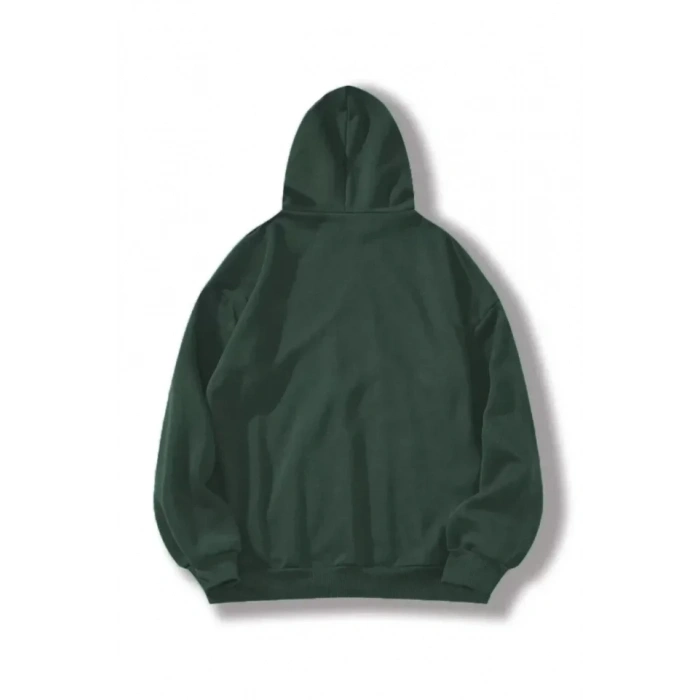 USLUCAN ALIŞVERİŞ Erkek Düz Kapüşonlu Sweat - Koyu Yeşil