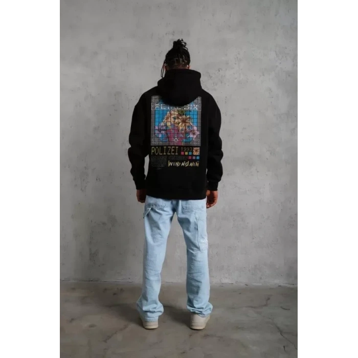 USLUCAN ALIŞVERİŞ Erkek Patel Six Baskılı Kapüşonlu Sweat - Siyah