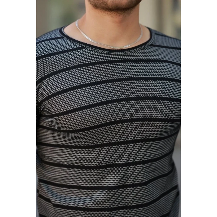 USLUCAN ALIŞVERİŞ Erkek Petek Desenli Kısa Kollu T-shirt