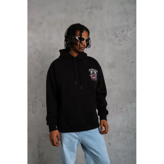 USLUCAN ALIŞVERİŞ Erkek SCHOOL BOY Baskılı Kapüşonlu Sweat - Siyah