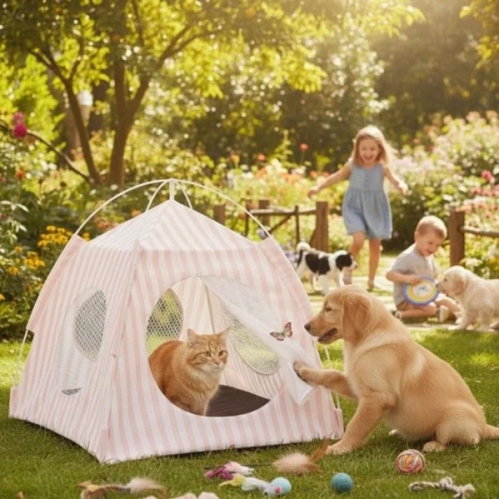 USLUCAN ALIŞVERİŞ Evcil Hayvan Katlanabilir Oyun Çadırı