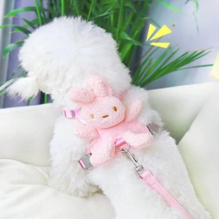 USLUCAN ALIŞVERİŞ Evcil Hayvan Peluş Ayıcıklı Göğüs Gezdirme Tasması Set