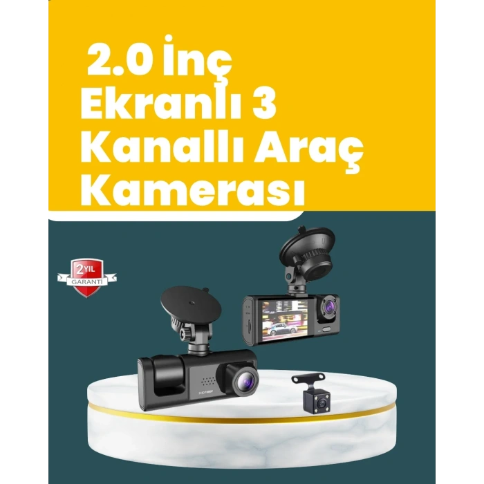 USLUCAN ALIŞVERİŞ Full HD Çift Yönlü Araç Kamerası  Hareket Algılama  Döngüsel Kayıt