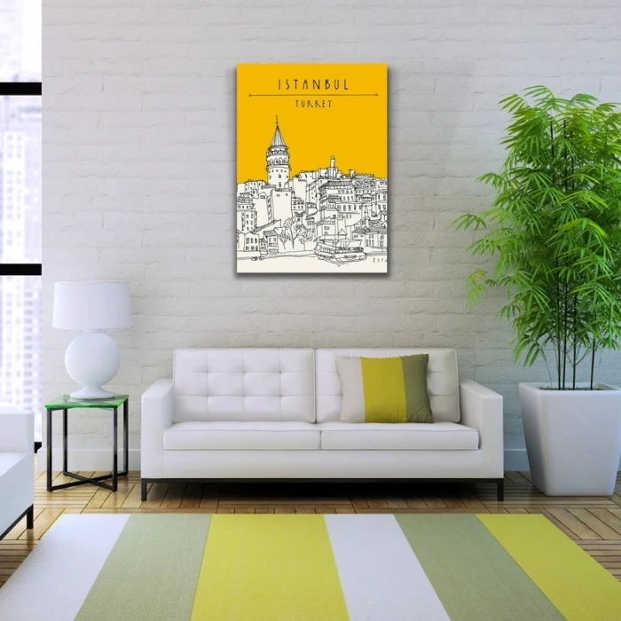 USLUCAN ALIŞVERİŞ Galata Kulesi Silueti Kanvas Tablo 50 x 70