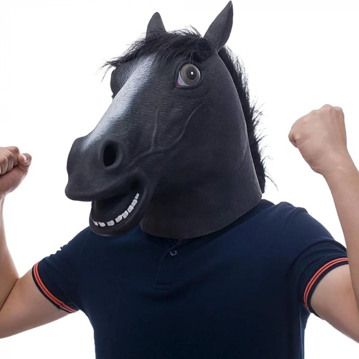 USLUCAN ALIŞVERİŞ Gerçekçi At Kafası Maskesi Siyah Renk