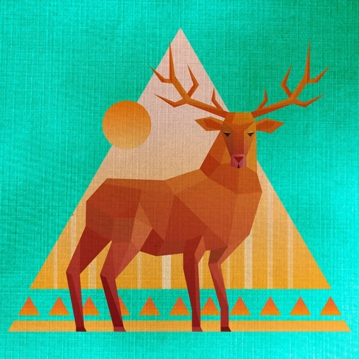 USLUCAN ALIŞVERİŞ Geyik Figürü,  Soyut Çalışma Kanvas Tablo 50 x 70