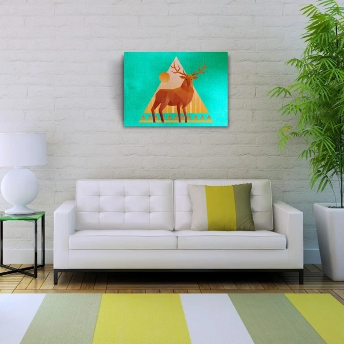 USLUCAN ALIŞVERİŞ Geyik Figürü,  Soyut Çalışma Kanvas Tablo 50 x 70
