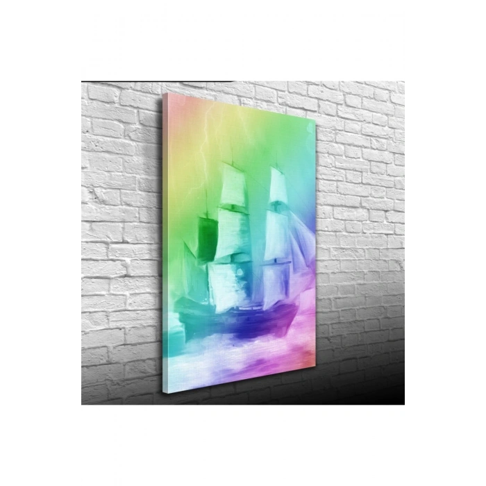 USLUCAN ALIŞVERİŞ Gökkuşağı Gemi Canvas Tablo (50x70)
