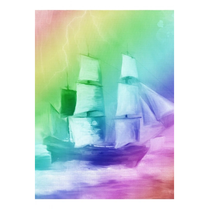USLUCAN ALIŞVERİŞ Gökkuşağı Gemi Canvas Tablo (50x70)