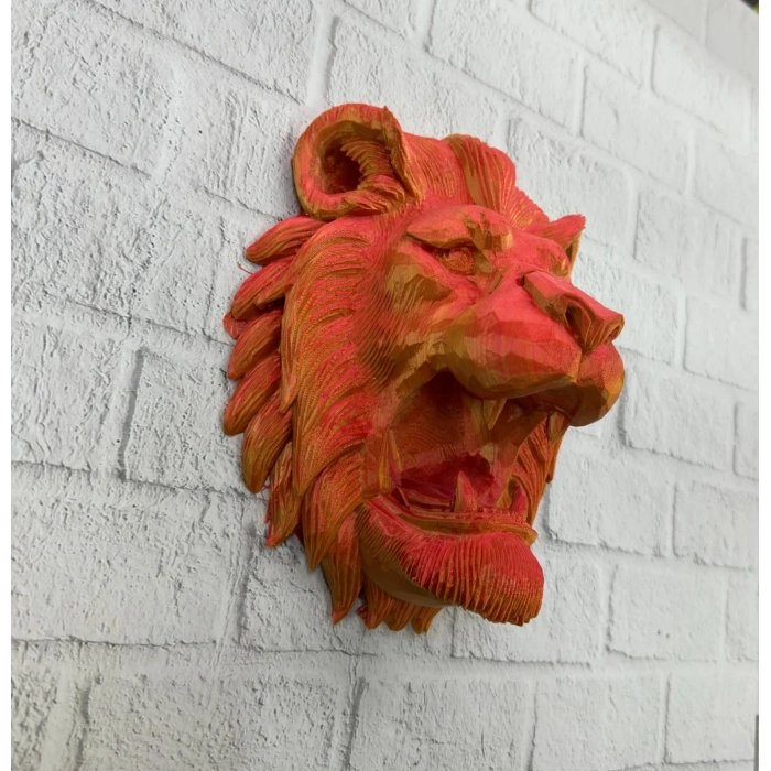 USLUCAN ALIŞVERİŞ Gold Red Aslan Başı Duvar Aksesuarı