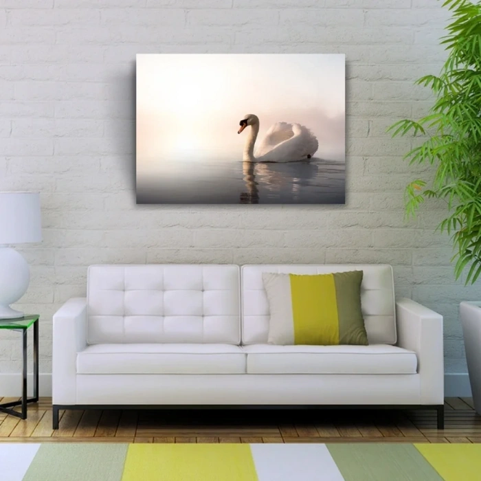 USLUCAN ALIŞVERİŞ Göldeki Kuğu Kanvas Tablo 50 x 70