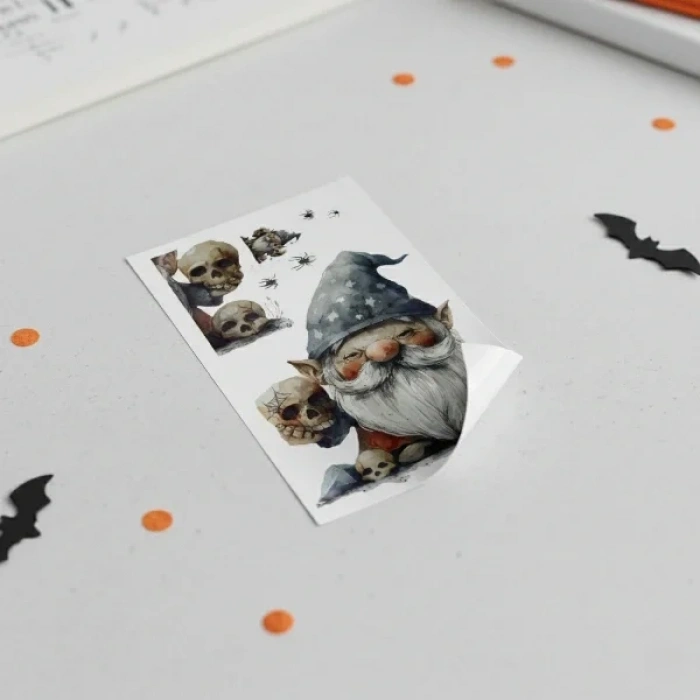 USLUCAN ALIŞVERİŞ Gotik Cüce ve Kafatası Halloween Duvar Sticker Seti