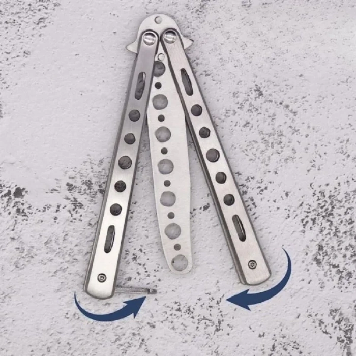 USLUCAN ALIŞVERİŞ Gri Katlanabilir Paslanmaz Çelik Kelebek Bıçak Tasarımlı Tarak