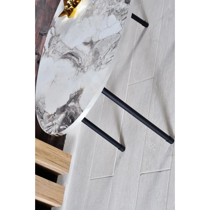 USLUCAN ALIŞVERİŞ Gümüş  Elips Gümüş Metal Ayak Orta Sehpa