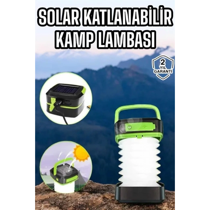 USLUCAN ALIŞVERİŞ Güneş Enerjili Led Lamba Kamp Lambası Katlanabilir Lamba USB Şarjlı
