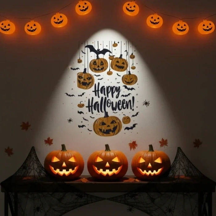 USLUCAN ALIŞVERİŞ Halloween Temalı Balkabaklı Duvar Sticker Seti