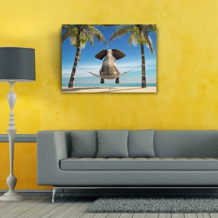 USLUCAN ALIŞVERİŞ Hamaktaki Fil Kanvas Tablo 50 x 70