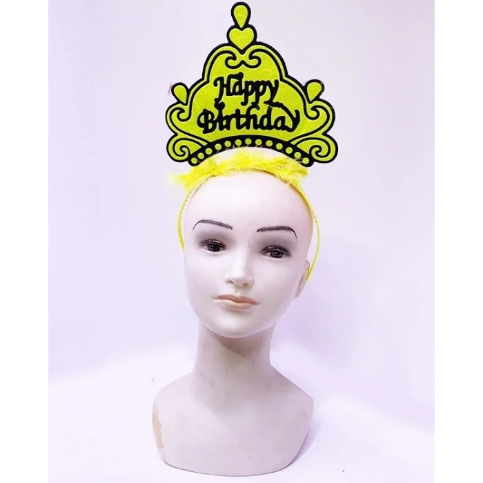 USLUCAN ALIŞVERİŞ Happy Birthday Neon Sarı Taç
