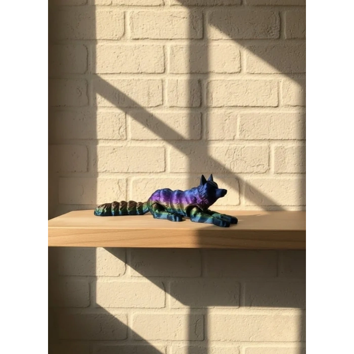 USLUCAN ALIŞVERİŞ Hareketli Kurt Rainbow dekoratif esnek figür 10x24 cm