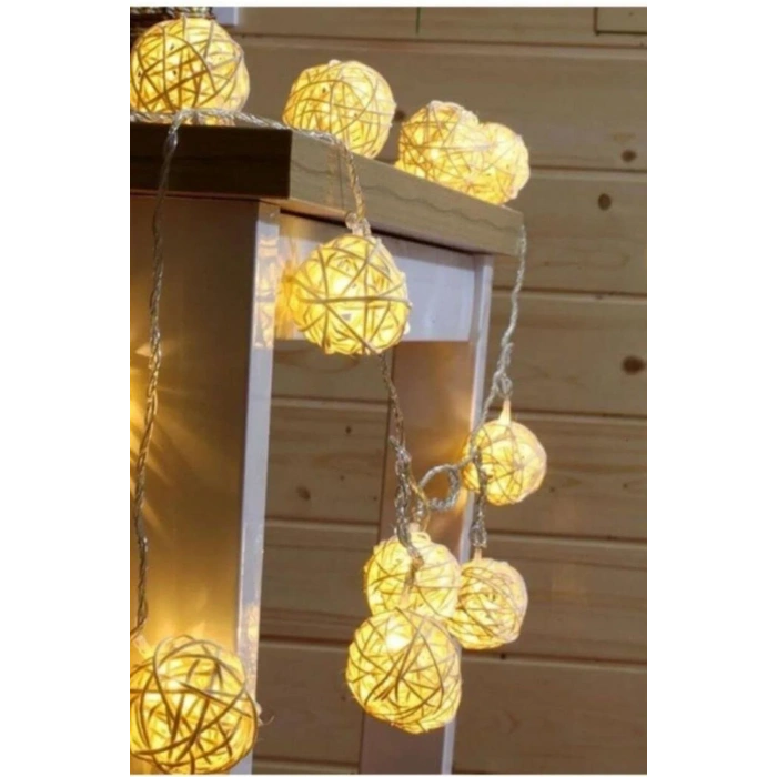 USLUCAN ALIŞVERİŞ Hasır Toplar Led Işık 2 metre GÜN IŞIĞI Dekor Lambası