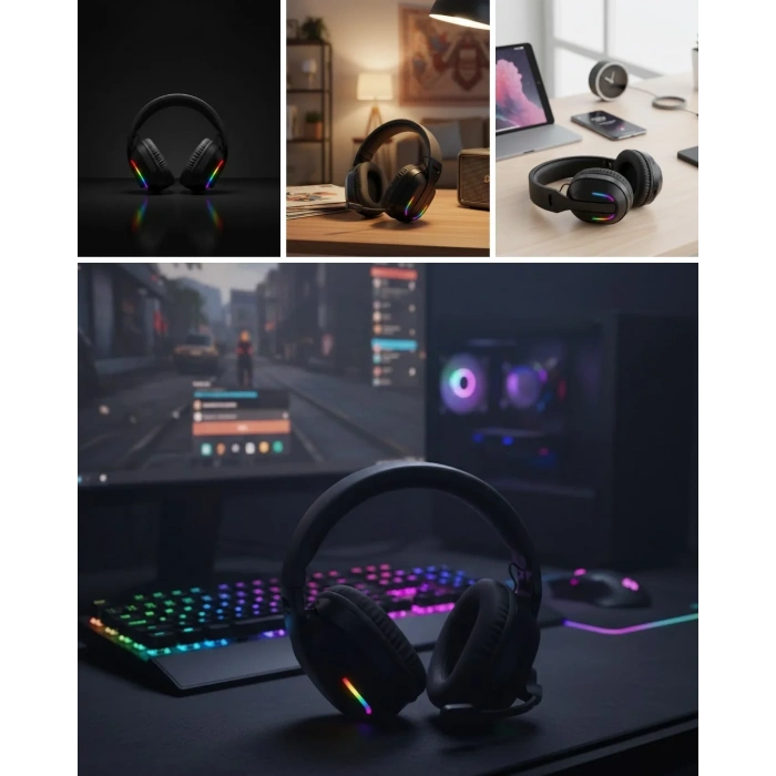 USLUCAN ALIŞVERİŞ Headset Kablosuz Bluetooth 40MM Sürücülü Mikrofonlu  Kulaklığı