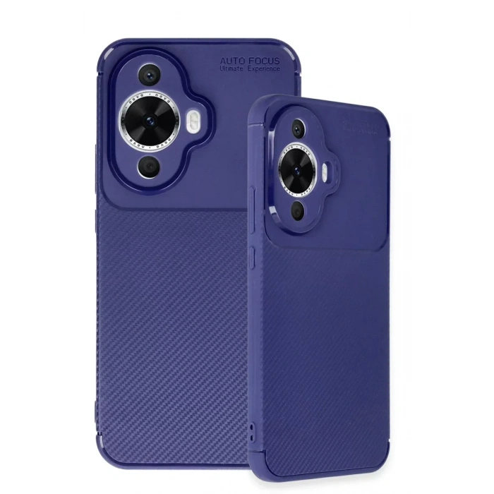 USLUCAN ALIŞVERİŞ Huawei Nova 12S Kılıf Auto Focus Karbon Kapak - Lacivert