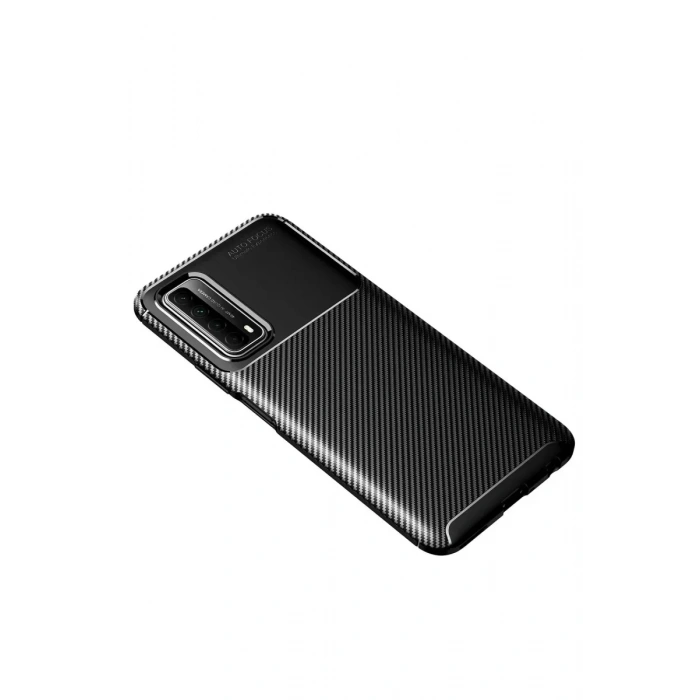 USLUCAN ALIŞVERİŞ Huawei P Smart 2021 Kılıf Auto Focus Karbon Kapak - Siyah