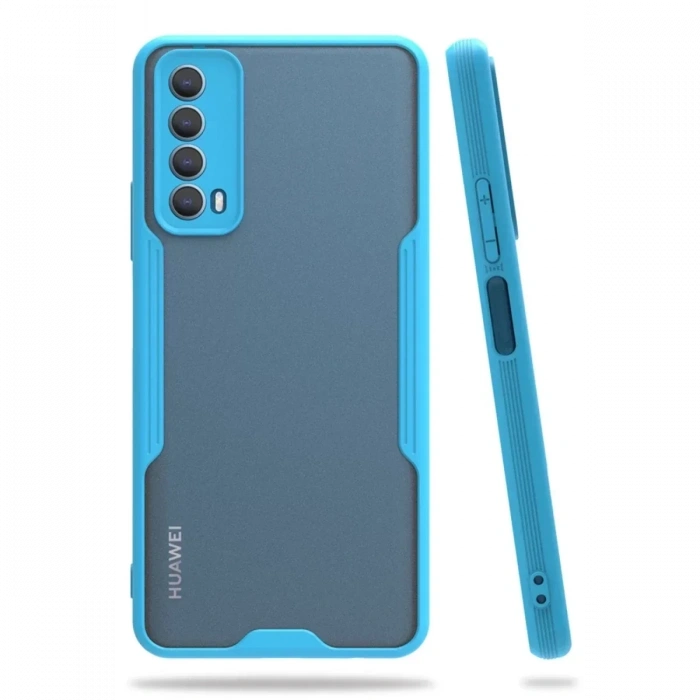 USLUCAN ALIŞVERİŞ Huawei P Smart 2021 Kılıf Platin Silikon - Mavi