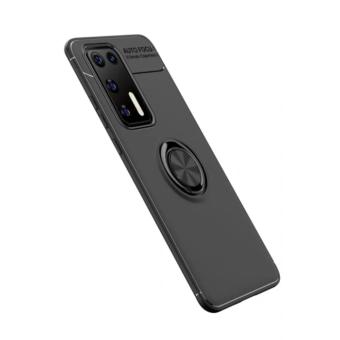 USLUCAN ALIŞVERİŞ Huawei P40 Kılıf Range Yüzüklü Silikon - Siyah