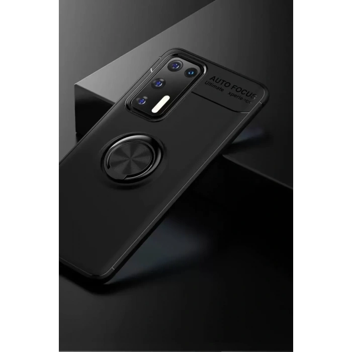 USLUCAN ALIŞVERİŞ Huawei P40 Kılıf Range Yüzüklü Silikon - Siyah