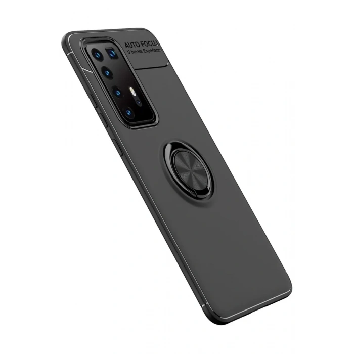 USLUCAN ALIŞVERİŞ Huawei P40 Pro Kılıf Range Yüzüklü Silikon - Siyah