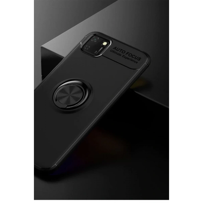 USLUCAN ALIŞVERİŞ Huawei Y5P Kılıf Range Yüzüklü Silikon - Siyah