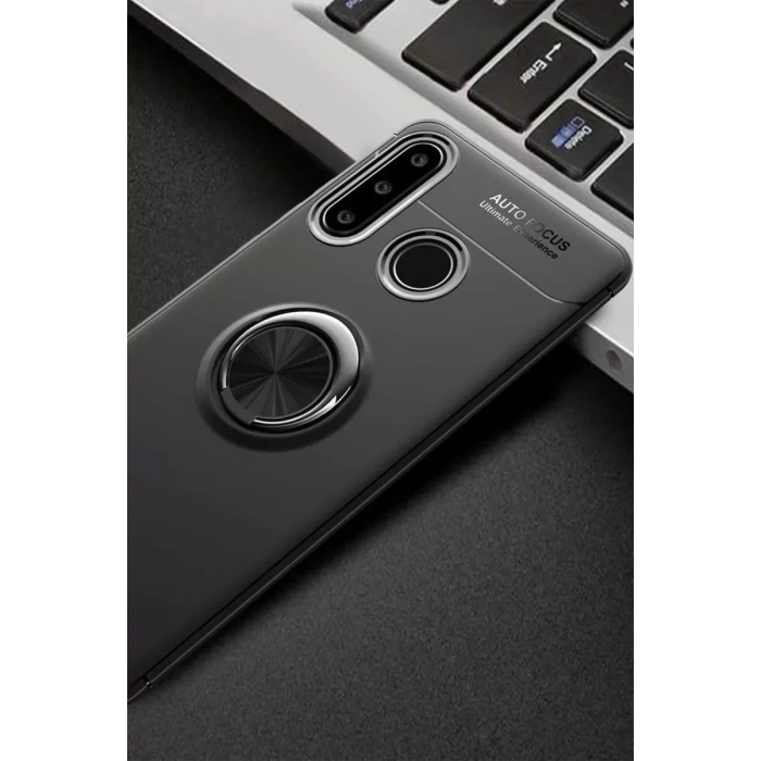 USLUCAN ALIŞVERİŞ Huawei Y6P Kılıf Range Yüzüklü Silikon - Siyah