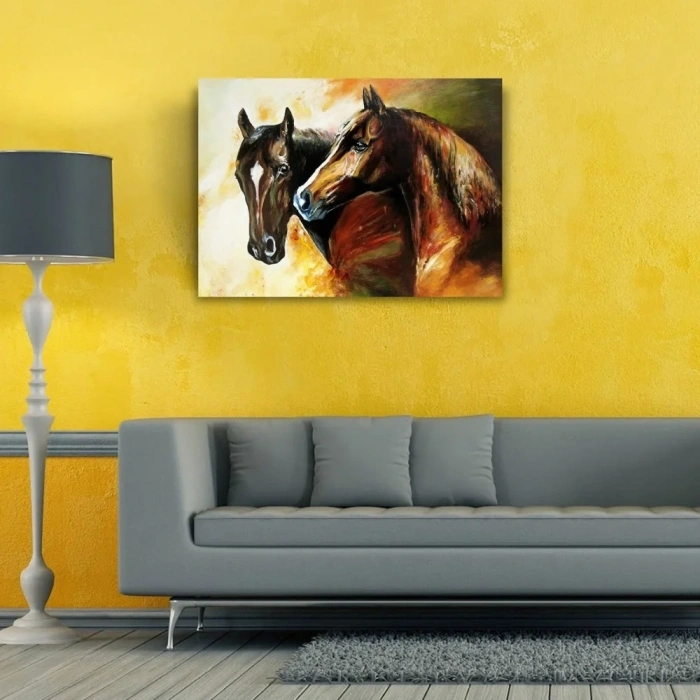 USLUCAN ALIŞVERİŞ İki At Yağlıboya Kanvas Tablo 50 x 70