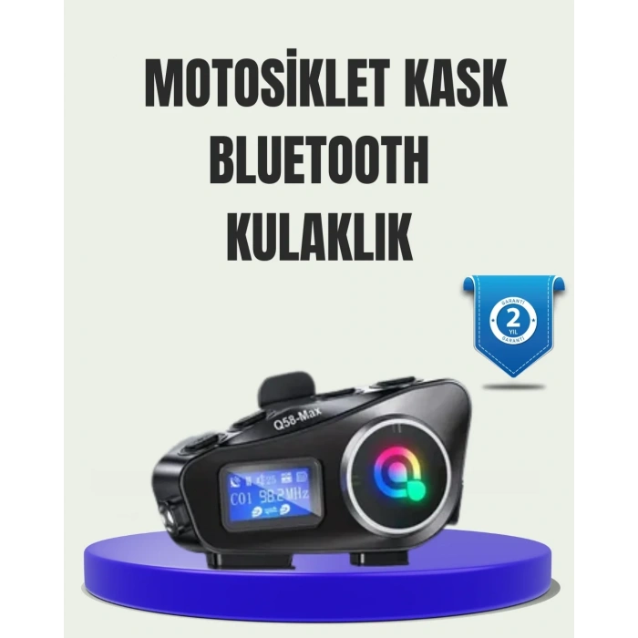 USLUCAN ALIŞVERİŞ IP65 Suya Dayanıklı Kask Bluetooth Kulaklık LCD Ekranlı