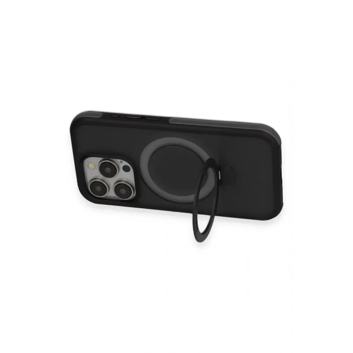 USLUCAN ALIŞVERİŞ iPhone 15 Pro Max Zorda Airbag Magsafe Standlı Kapak - Siyah