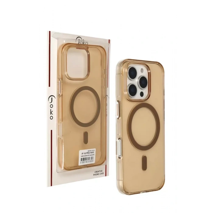 USLUCAN ALIŞVERİŞ iPhone 16 Pro Max Gleam PC Sert Magsafe Kılıf - Şeffaf-Gold