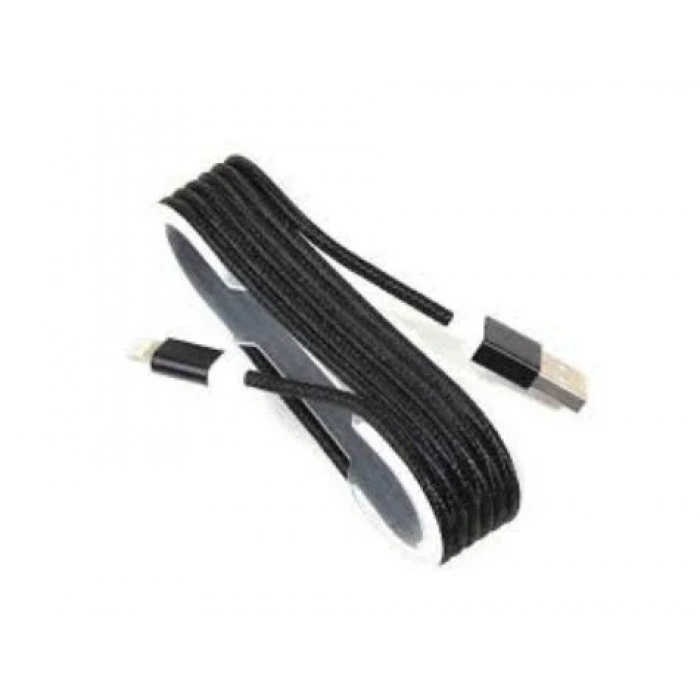 USLUCAN ALIŞVERİŞ iPhone Örgü Şeklinde Renkli Çelik Şarj Data Kablosu - Siyah