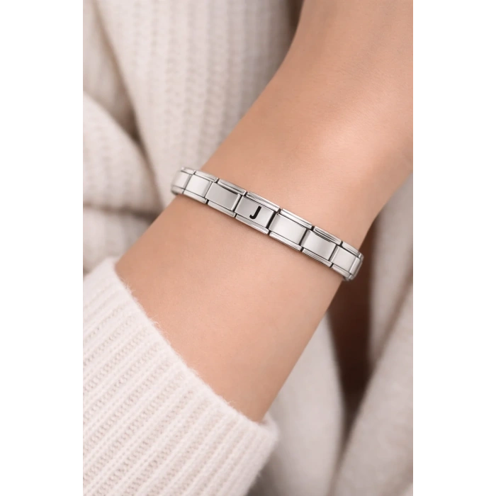 USLUCAN ALIŞVERİŞ J Harfli Çelik Bileklik – Kişiye Özel Baş Harf Bileklik – Paslanmaz Çelik Zarif Bileklik