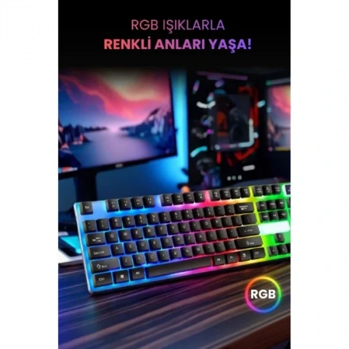 USLUCAN ALIŞVERİŞ Kablolu Işıklı Gaming Standart Türkçe Q Klavye Ve Mouse Seti
