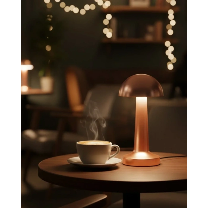 USLUCAN ALIŞVERİŞ Kablosuz Dokunmatik Masa Lambası 3 Işık Modlu USB Şarjlı Bronz