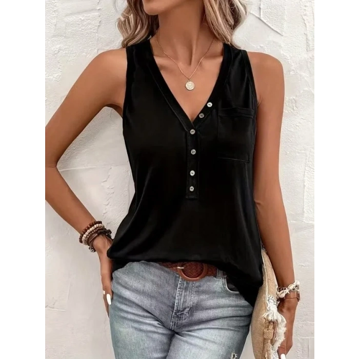 USLUCAN ALIŞVERİŞ Kadın Askılı önden Düğmeli Viskon Bluz