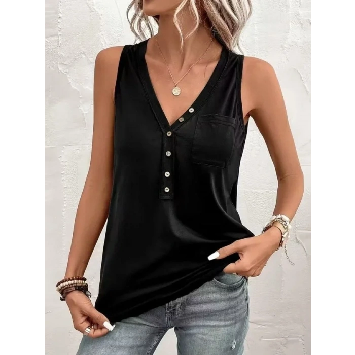 USLUCAN ALIŞVERİŞ Kadın Askılı önden Düğmeli Viskon Bluz