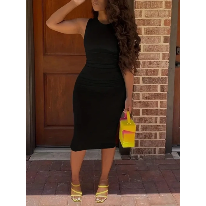 USLUCAN ALIŞVERİŞ Kadın Bodycon Midi Boy Dalgıç Elbise