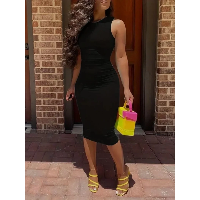 USLUCAN ALIŞVERİŞ Kadın Bodycon Midi Boy Dalgıç Elbise