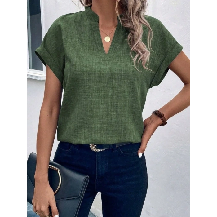 USLUCAN ALIŞVERİŞ Kadın Kısa Kollu Hakim Yaka Sofya Bluz